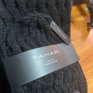 Black brand new Tahari Scarf and hat very classy